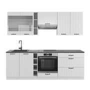 Cucina componibile Fame-Line Bianco rustico/Bianco 235 cm, PL Antracite Vicco