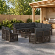 Set Divano da Giardino 12 pz Grigio polyrattan 3436178