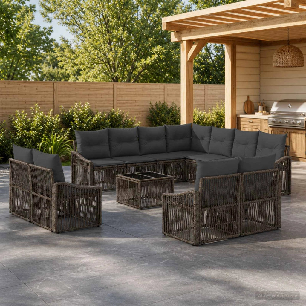 Set Divano da Giardino 12 pz Grigio polyrattan 3436178