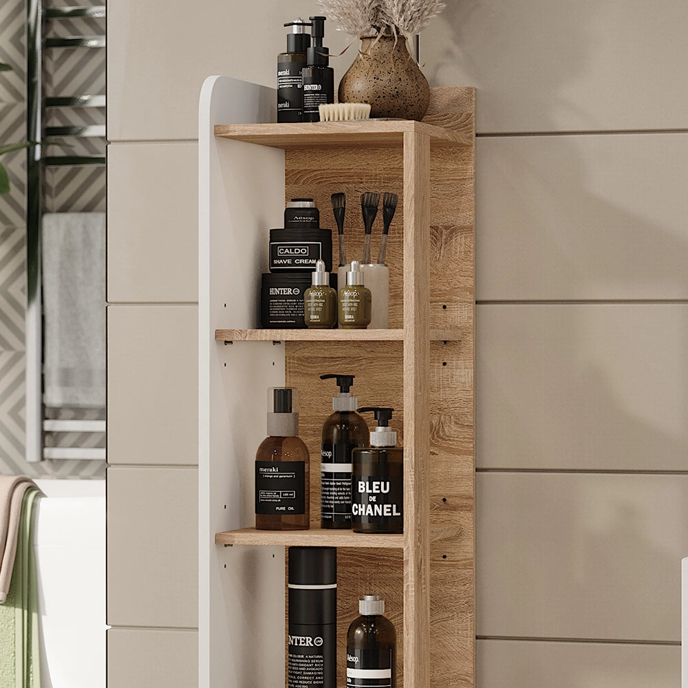 Vicco Mensola da bagno Sonoma/Bianco 30 x 128 cm con 4 scomparti