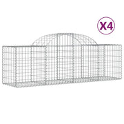 Set di 4 gabbioni ad arco per recinzione gabbia o muro di contenimento 200 x 50 x 60/80 cm ferro zincato argento 02_0041453