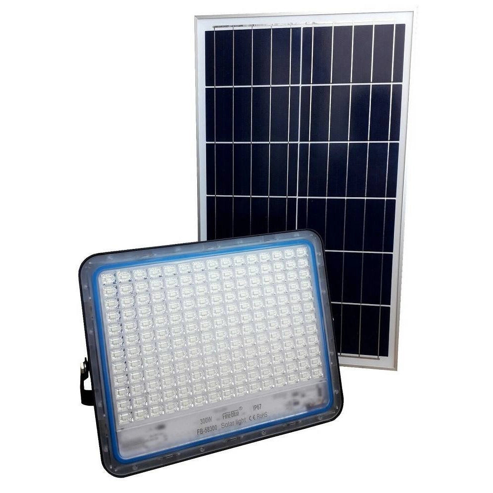 Trade Shop - Faro Led Con Pannello Solare Crepuscolare Da 300w + Telecomando Fb-58300 -
