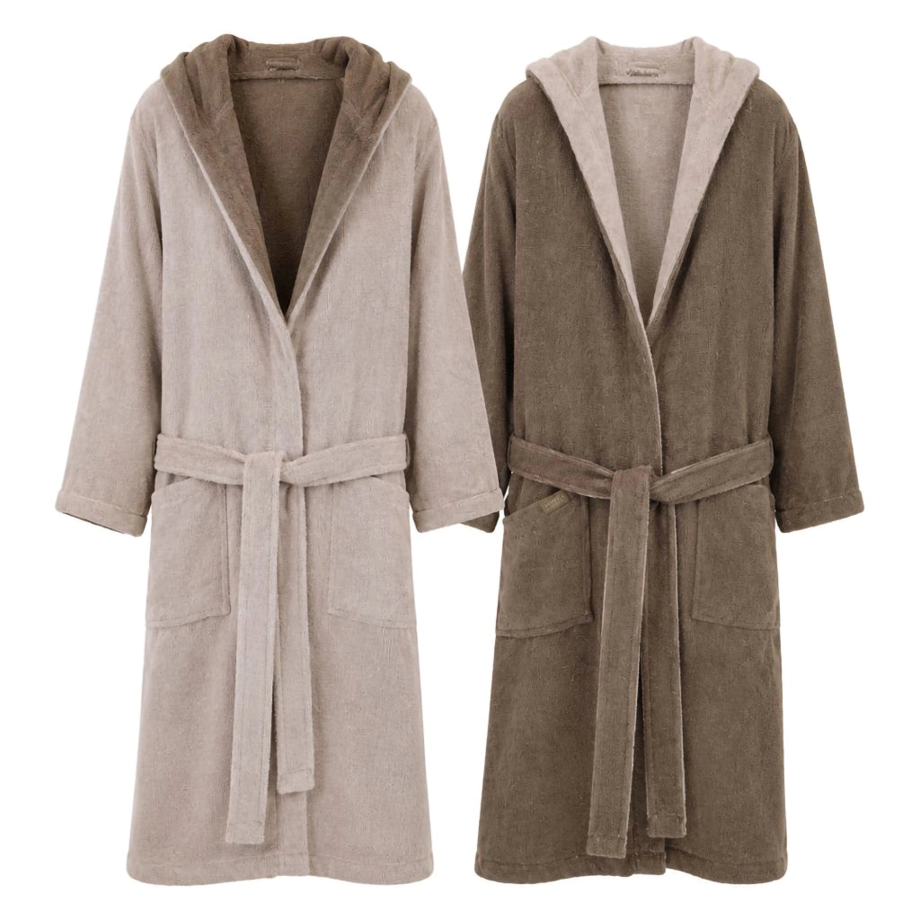 Selesi, Accappatoio 100% Cotone con Cappuccio Reversibile, Beige Crema