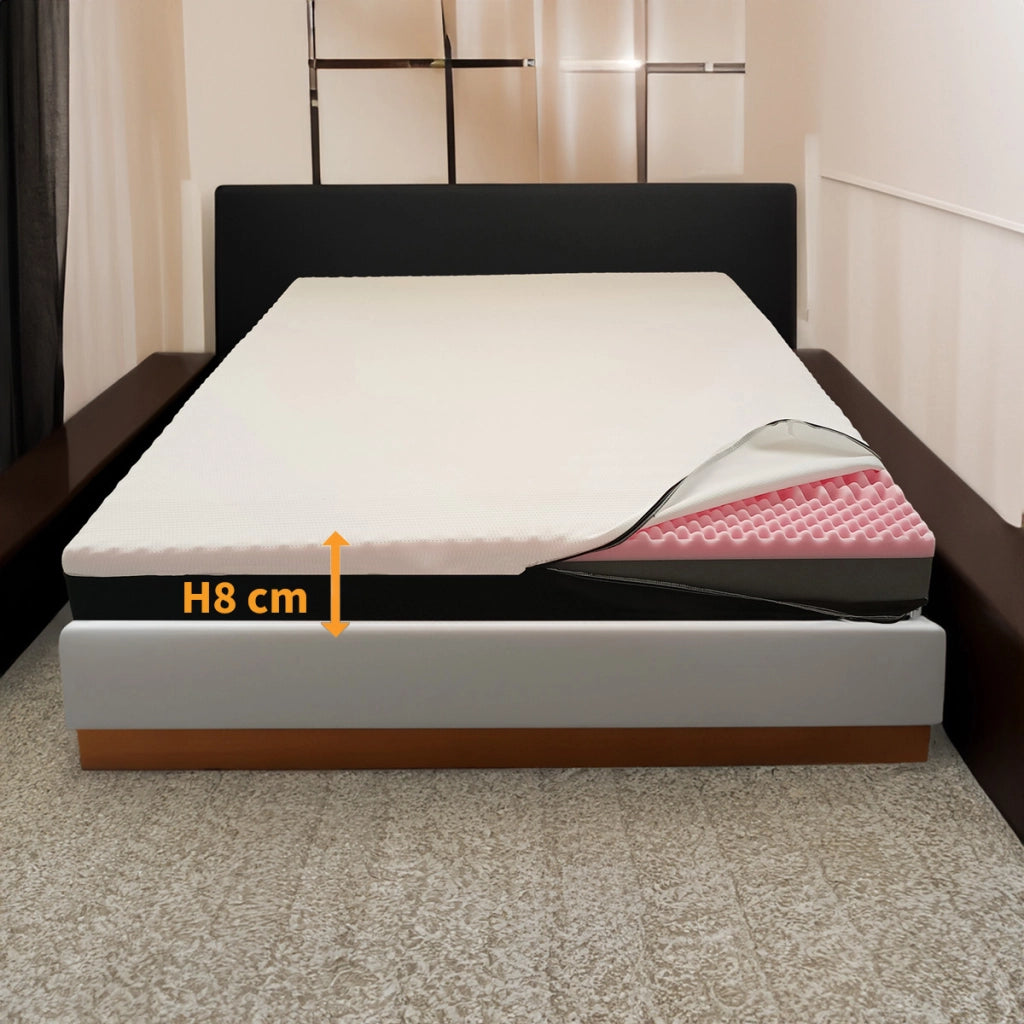 Topper MEMORY + Topper RIGIDO ORTOPEDICO ALTO 8 cm | TOPPER MEMORY e RIGIDO singolo 95X200 Cm | Materasso con tessuto SFODERABILE | Topper doppia rigiditï¿½ - MOD. OPTIMA H8