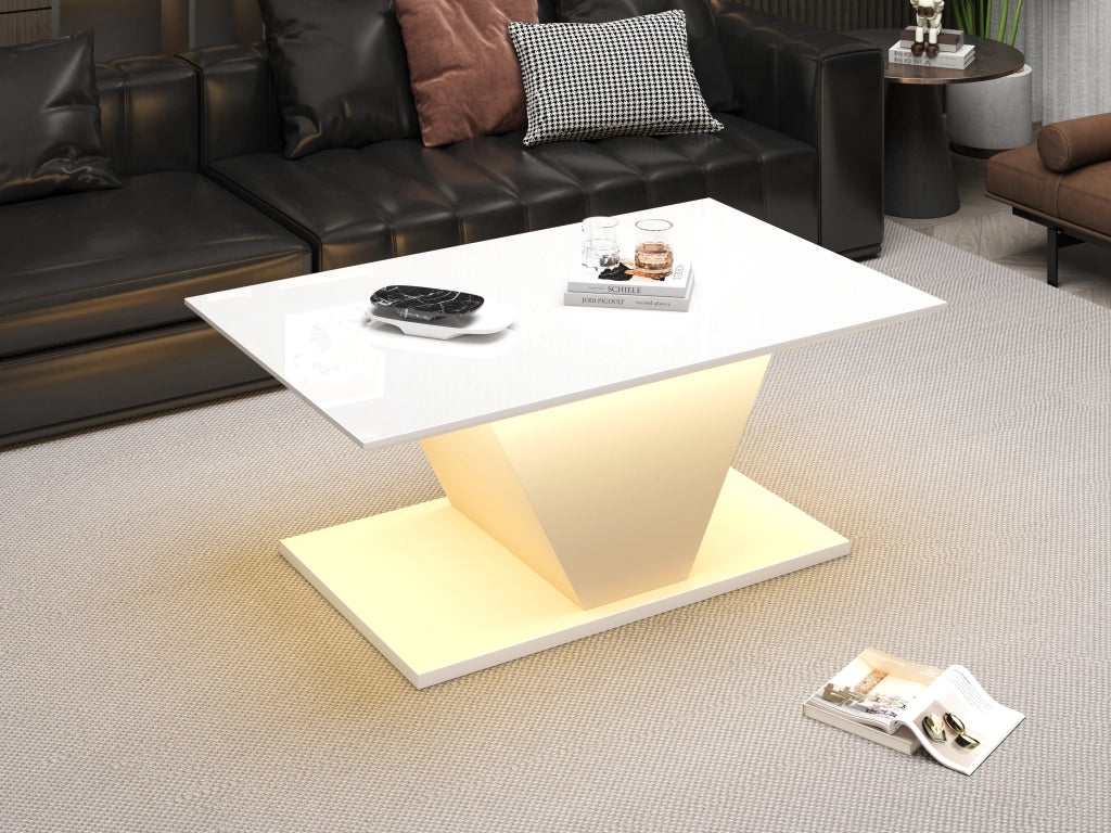 TAVOLINO DA CAFFÈ 100x50x46 cm Bianco in Truciolare con LED