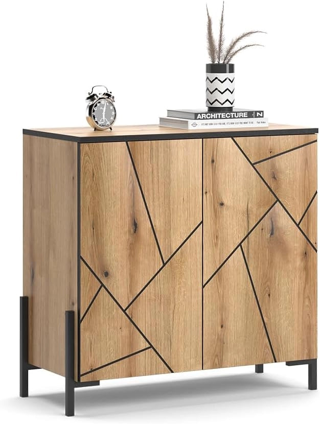 Credenza Hatto, Rovere, 84 x 80.1 cm, adatto per riporre e conservare in camera da letto
