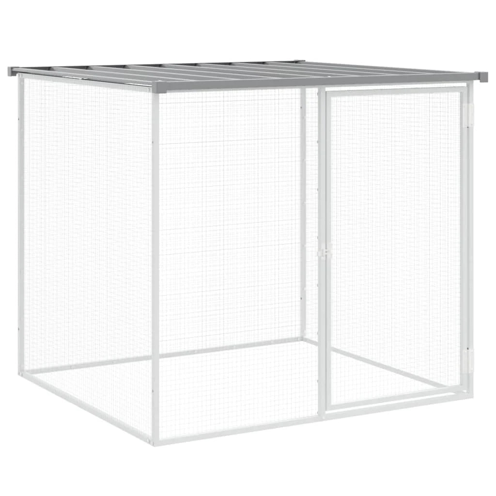 Pollaio/recinto con tetto trasparente 803 x 98 x 90 cm acciaio zincato grigio 02_0043988