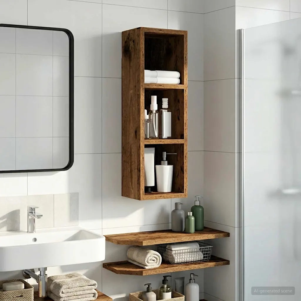 Armadio da Bagno | Mobile da Bagno a muro Legno vecchio 20 x 16 x 62,5 cm
