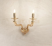 APPLIQUE VILLA 2 LUCI TRASPARENTE E ORO  ATTACCO E14