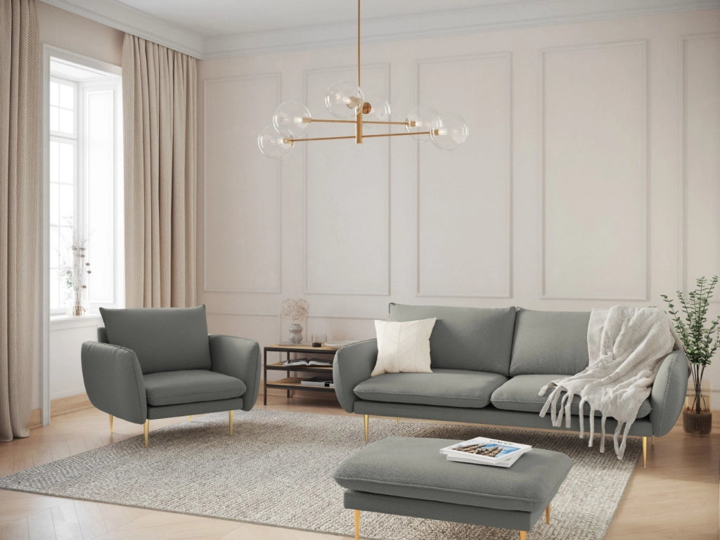 Cosmopolitan Design - Divano "Vienna" 3 posti in bouclé grigio 