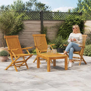 Garden Chairs, 3 Pieces, Solid Teak Wood