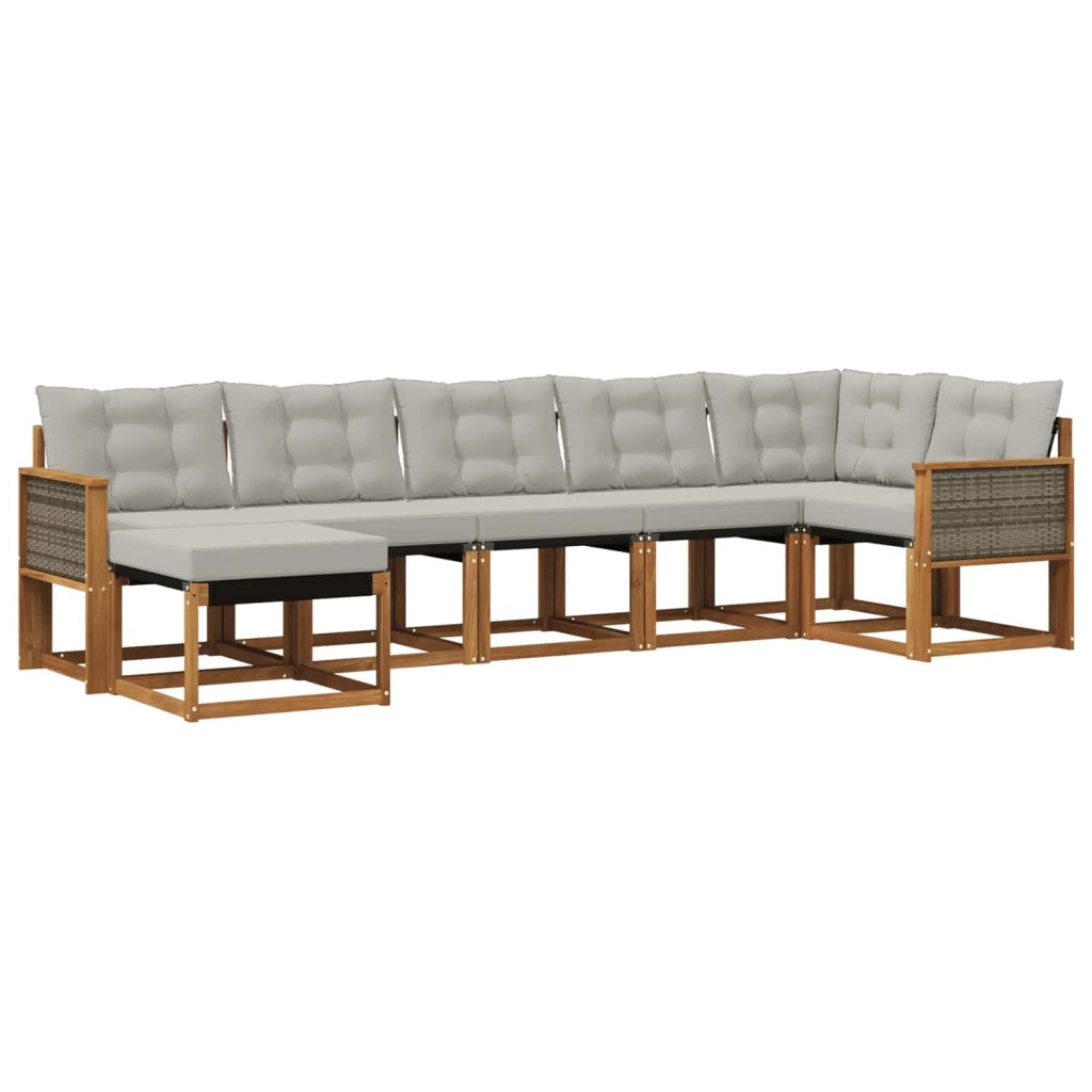 Set di divani da esterno 7 pz Naturale e Grigio Chiaro 3382091
