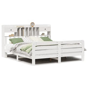 Letto matrimoniale | Letto per adulti | Giroletto con Libreria senza Materasso 180x200 cm in Legno Pino