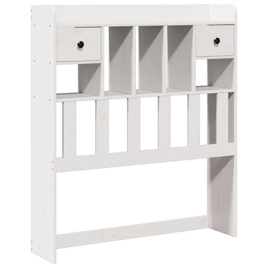 Letto Libreria senza Materasso-Struttura Letto con contenitore Bianco 90x190 cm Massello Pino 700489