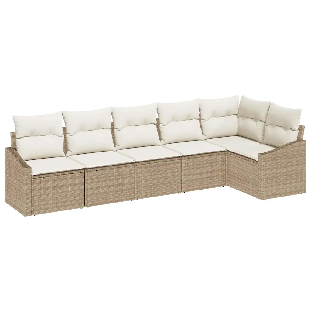 Set di divani con cuscino 6 pcs Beige polyrattan 3346741