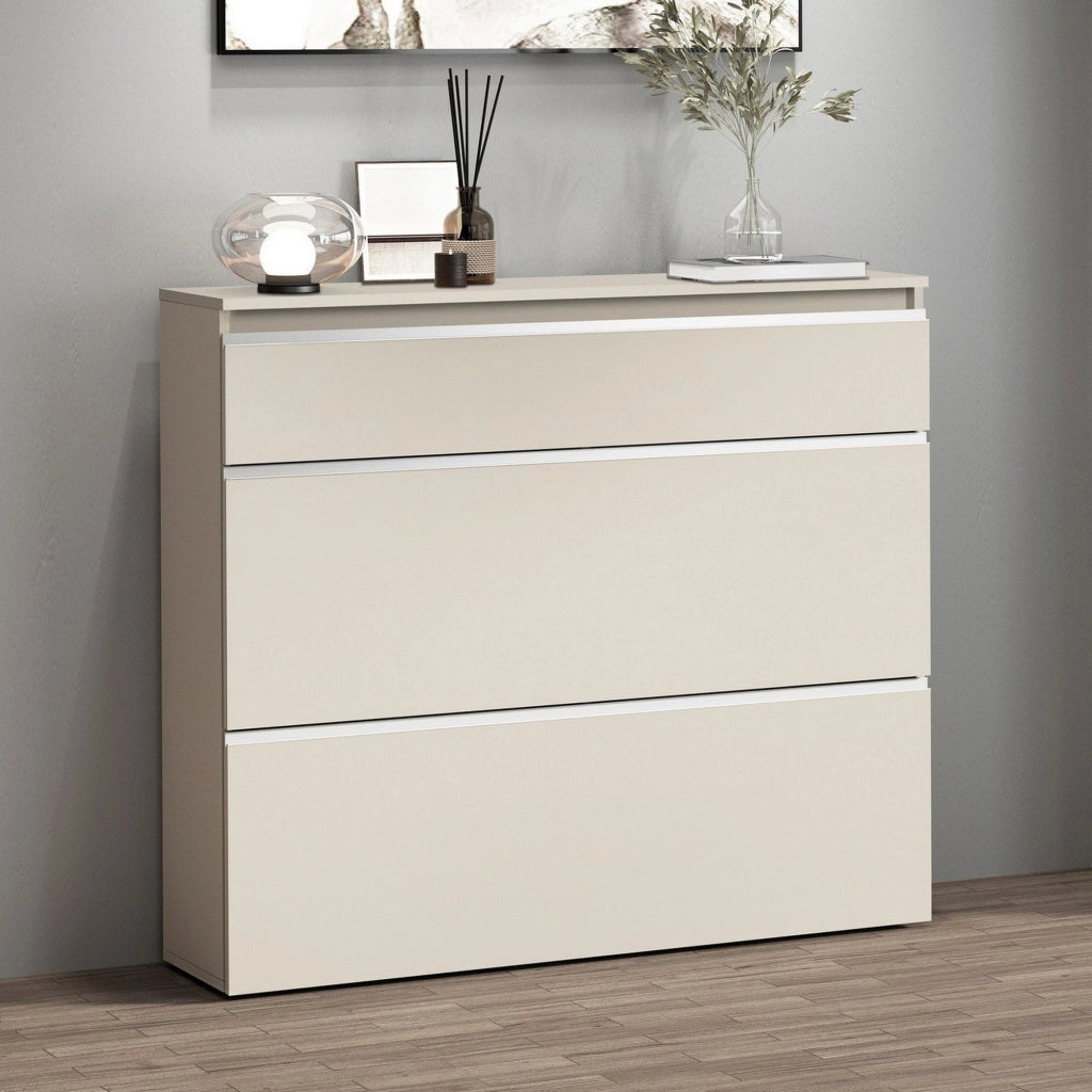 Mobile Portascarpe Marconi, Scarpiera 16 Paia Made in Italy, 120x26.5x108h cm Beige