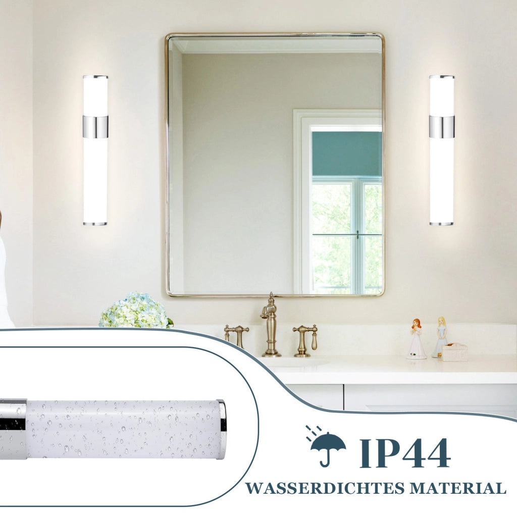 ZMH Lampada da specchio LED per Specchio 6W 35cm IP44 Cromata Moderna Luce Neutra 4000K per Cantina Cucina Armadio