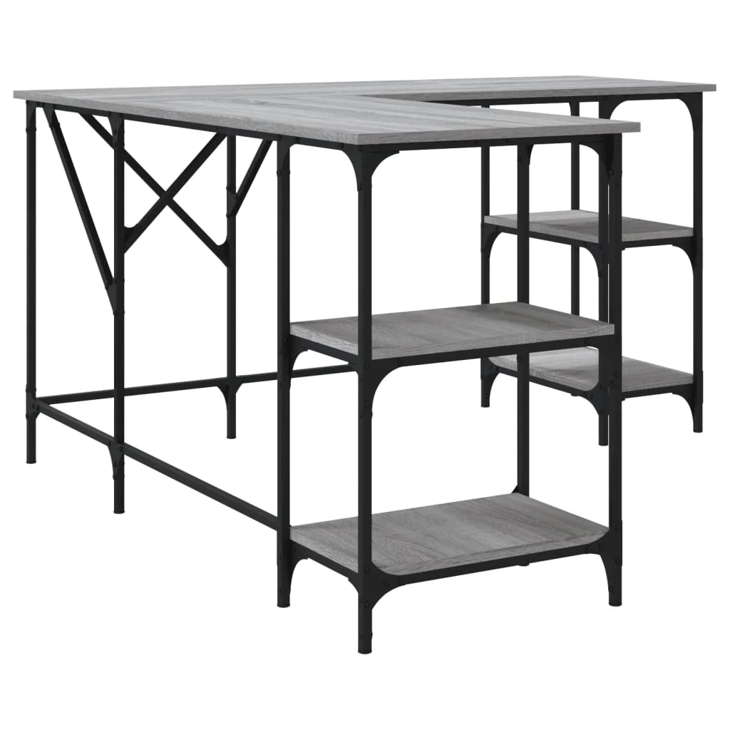Scrivania Sonoma postazione computer mobile per computer scrivania da studio 139 x 139 x 75 cm legno ingegnerizzato grigio 02_0023948