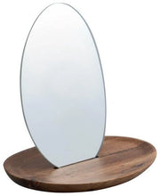 Specchio da trucco portatile con supporto a cavalletto in legno di acacia, marrone, 21 x 14 x 20 cm