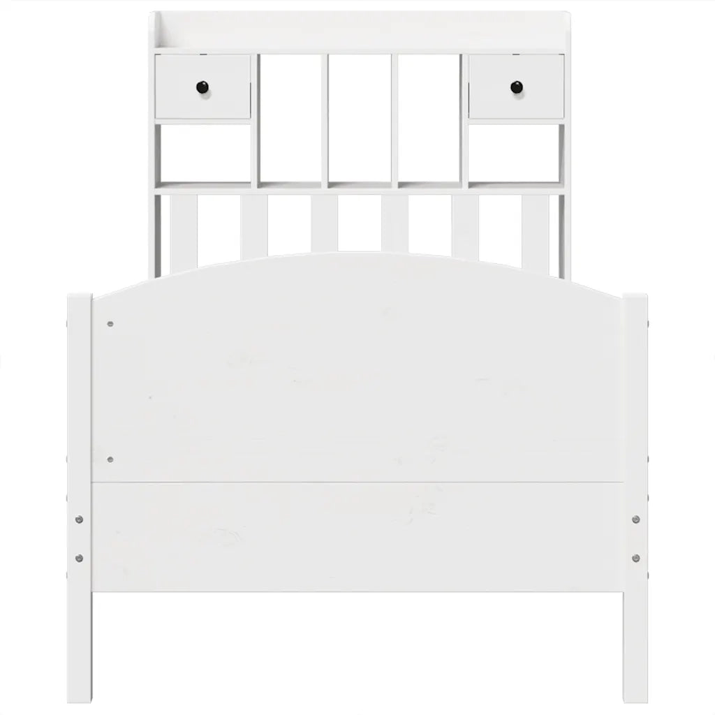Letto Libreria senza Materasso Bianca 90x200 cm Legno di Pino 3323162