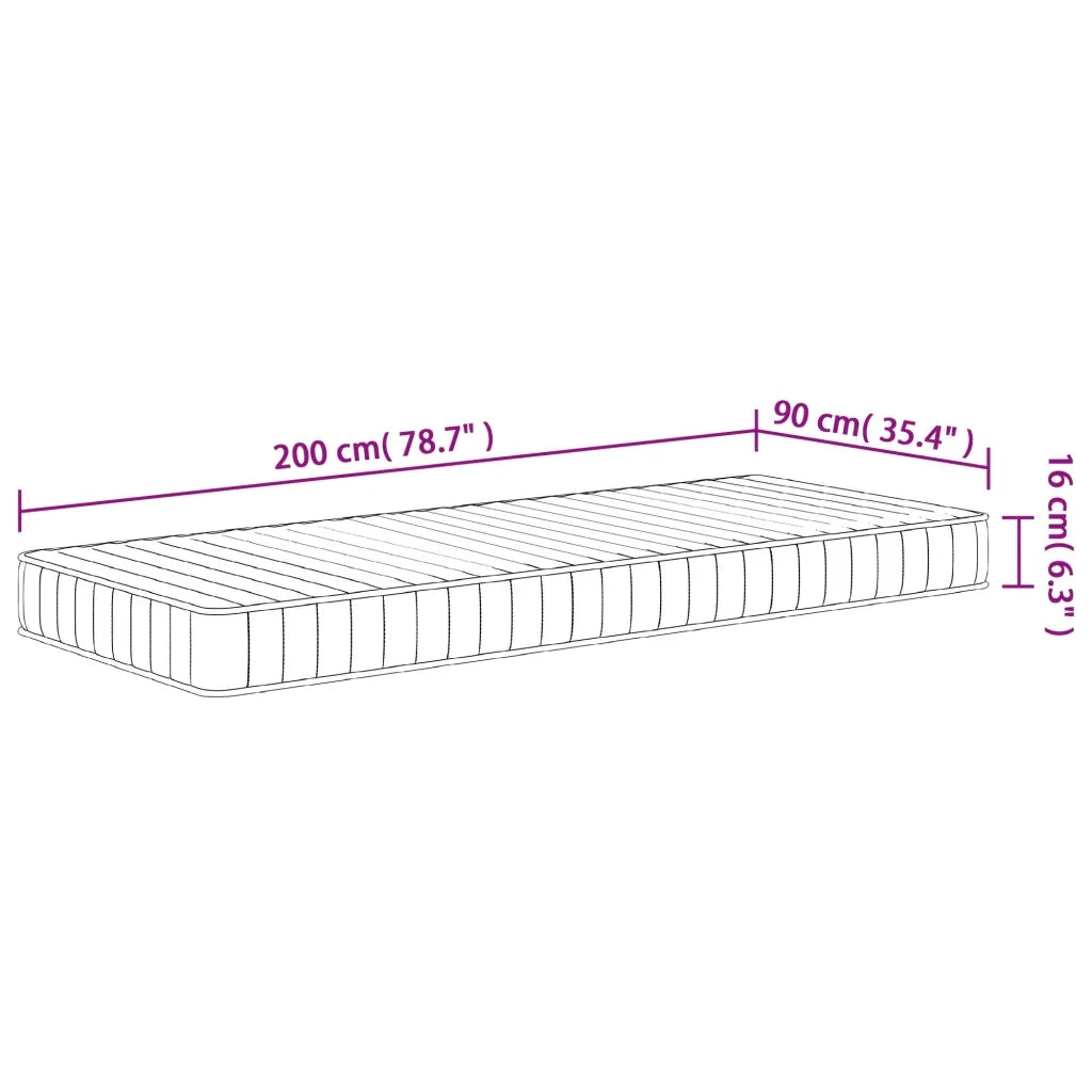 Materasso in Schiuma Mediamente Morbido 90x200 cm