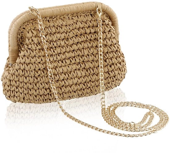 Borsa Clutch per Donna, Borsa a Maglia a Forma di Mochi con Spalla a Tracolla, Borsa Estiva a Maglia per Vacanza al Mare, Khaki