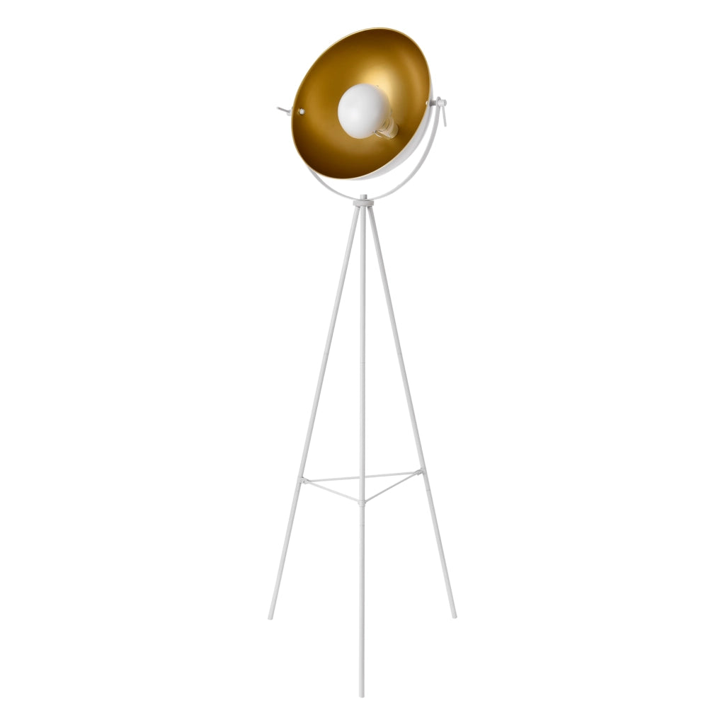 Lampada da Terra in Metallo in stile Treppiedi con Paralume Girevole Illuminazione Faro E27 60W Piantana a Terra - Bianco