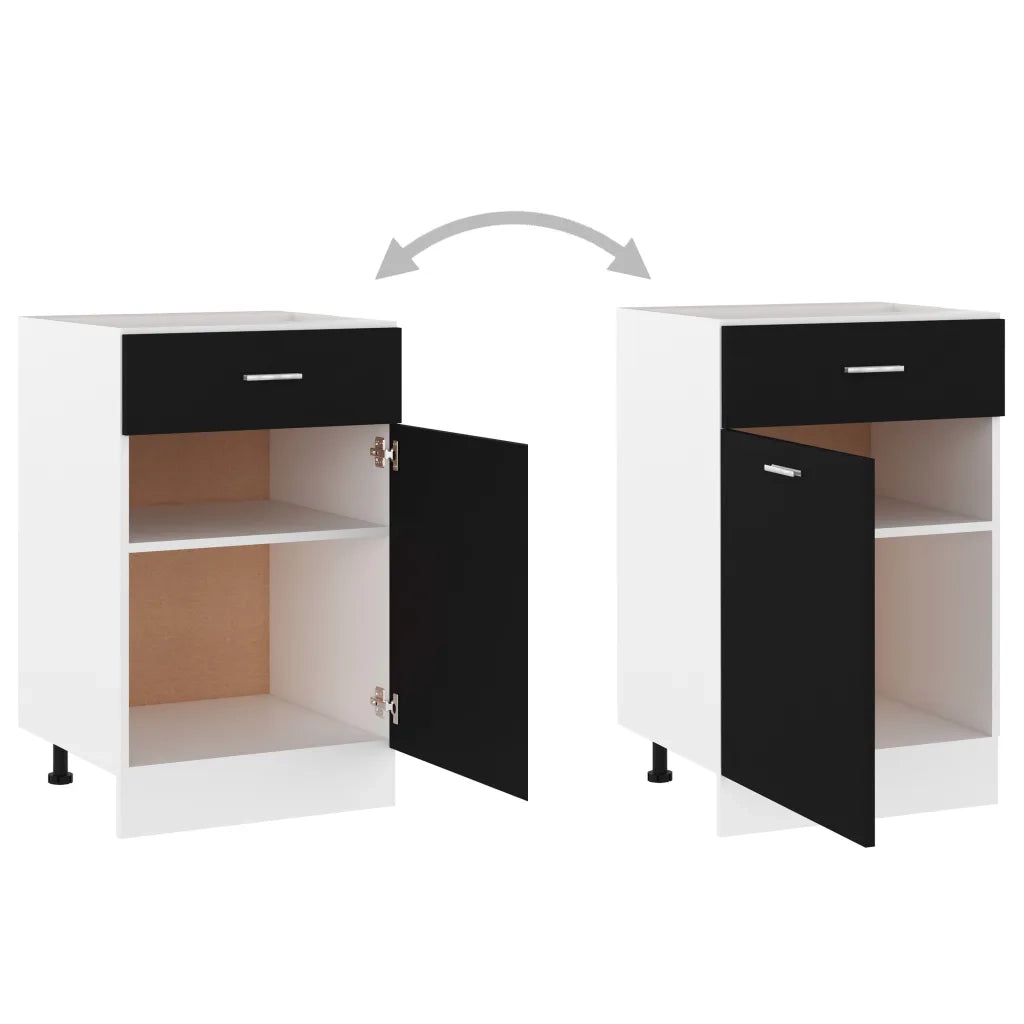 Mobile contenitore da cucina dal design semplice con cassetti 50 x 46 x 81 cm realizzato in legno composito nero 02_0047660