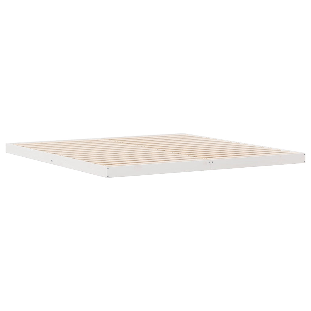 Struttura del letto a terra  Bianca 180x220 cm in legno massello di pino