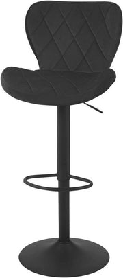 Sedia da Bar Regolabile in Altezza - 360° Girevole - Pelle - Nero - Con Schienale e Supporto Pedale - Design Ergonomico - Per Bar, Bistro, Cucina o Sala da Pranzo - Stabile e Comoda