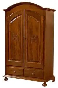 Armadio cipolla arte povera in legno noce scuro decorato a mano