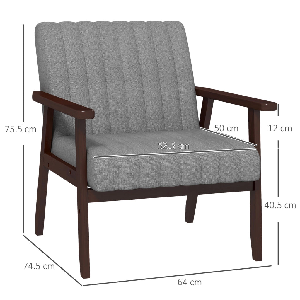 Poltrona Moderna Imbottita in Tessuto con Gambe in Legno ¨C Zephmum ¨C Grigio