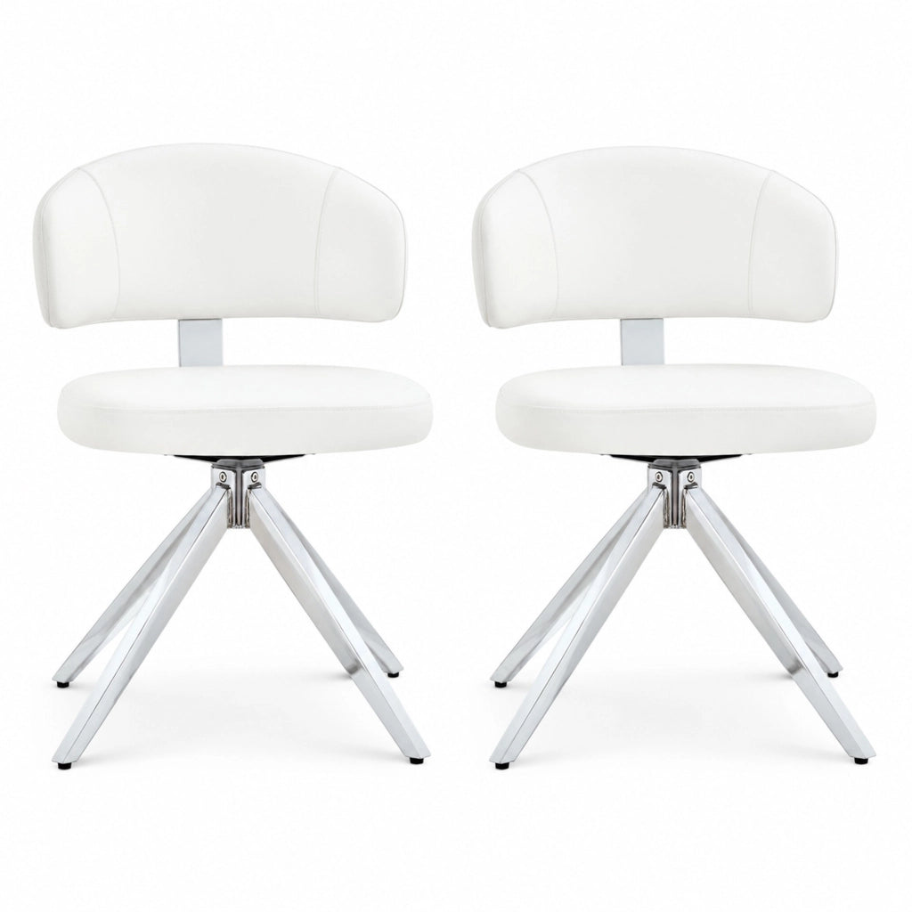 Set 2 sedie da pranzo girevoli a 360° in PU bianco HAVRYA