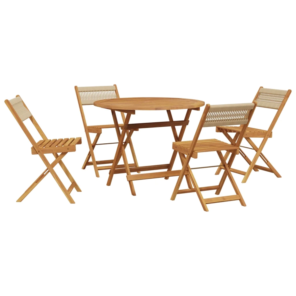 Set Pranzo da Giardino 5 pz Beige Polipropilene/ Legno Massello