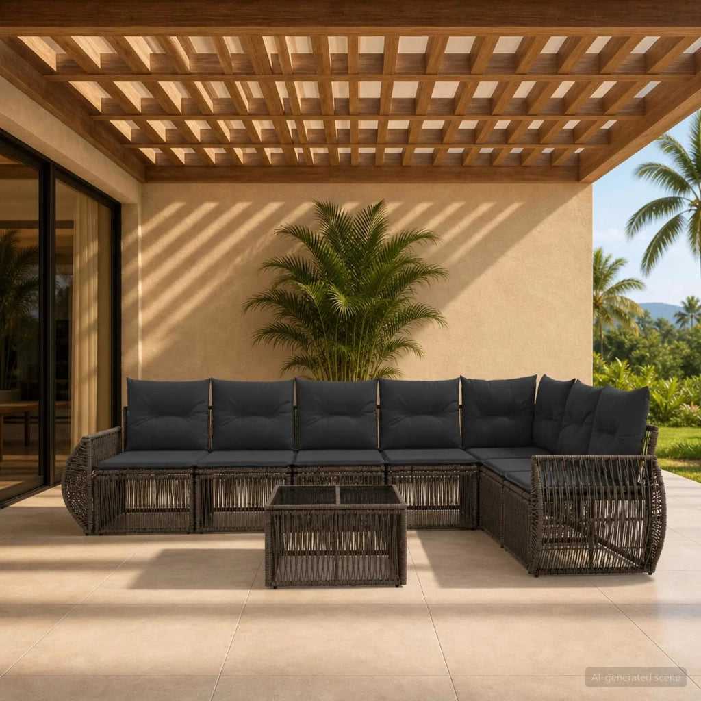 Set Divano da Giardino 8 pz Grigio e Grigio Scuro polyrattan 3435431