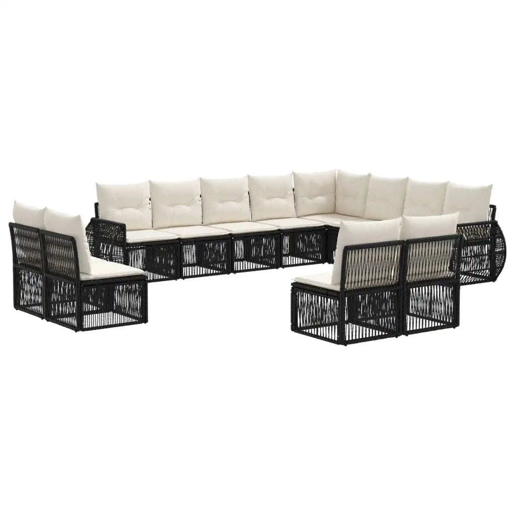 Set Divano da Giardino 12 pcs Nero e Bianco Crema polyrattan 3435574