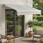Tenda da Sole a Muro Bitonto con Bracci Estensibili e Manovella 300 x 250 cm (LxP) Grigio/Bianco [en.casa]