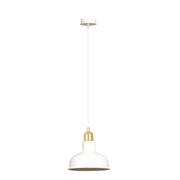 Sospensione Industrial 1 Luce Kubera In Acciaio Bianco Con Elementi In Oro