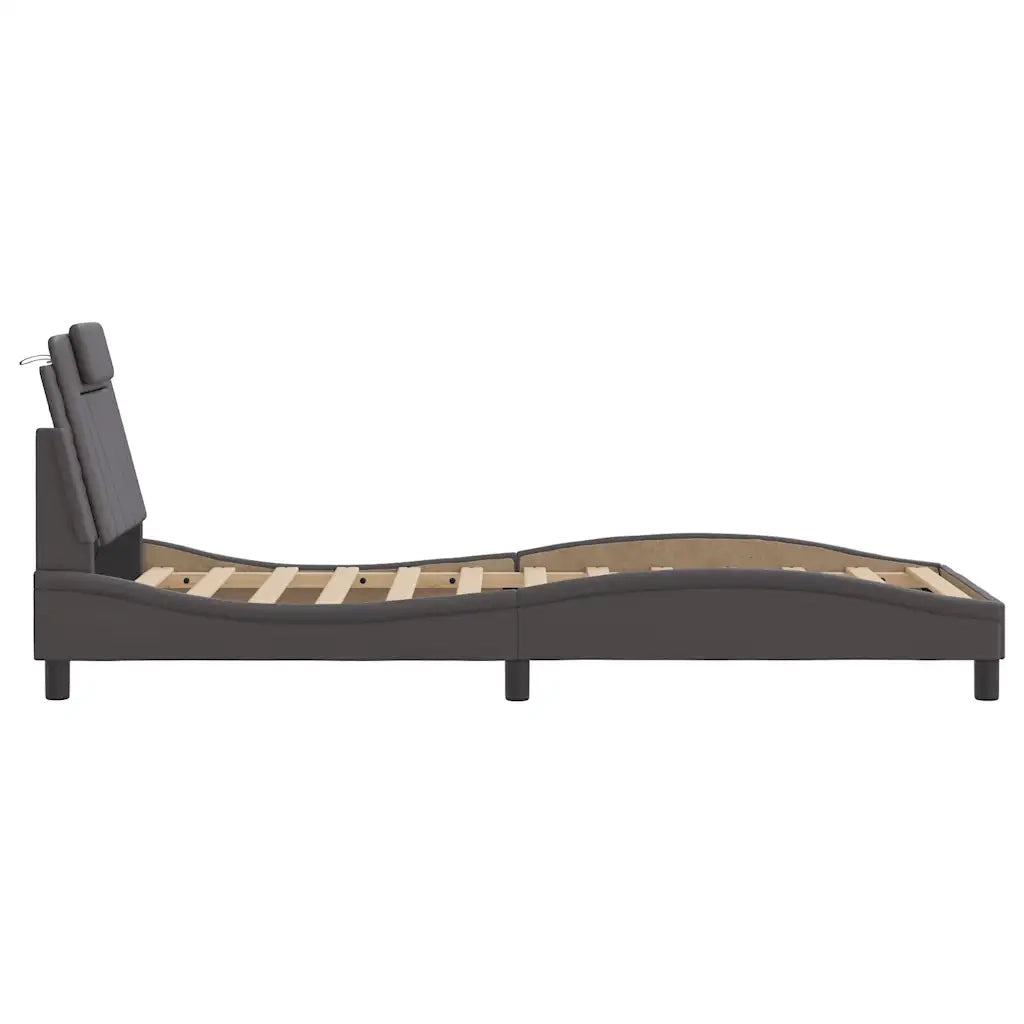 Giroletto Viana con LED senza Materasso-Struttura Letto Grigio 90x190 cm
