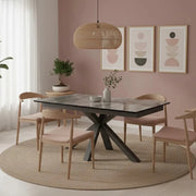 Tavolo da pranzo allungabile in ceramica effetto marmo grigio Guernica 160-240x90 cm fino a 10 posti | Duzzle