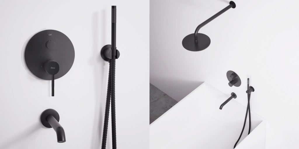 Set Da Vasca-doccia Da Incasso Rea Lungo Black + Box