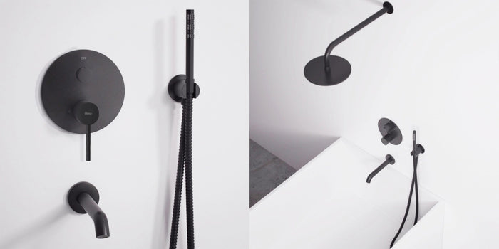 Set Da Vasca-doccia Da Incasso Rea Lungo Black + Box
