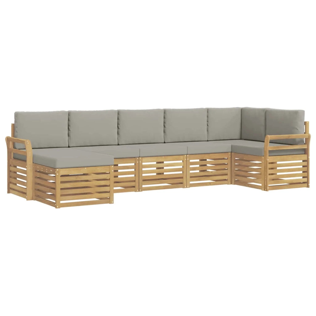 Set di divani da esterno 7 pcs Bianco e Grigio Chiaro 3392196