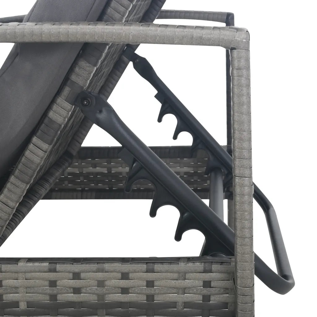 Lettino Prendisole con Braccioli in Polyrattan Grigio 48126