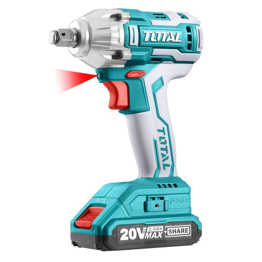 TRAPANO AVVITATORE + AVVITATORE A MASSA BATTENTE 1/2"+ 2 BATTERIE LITIO 20V+ACCESSORI TOTAL TOTTCKLI2007