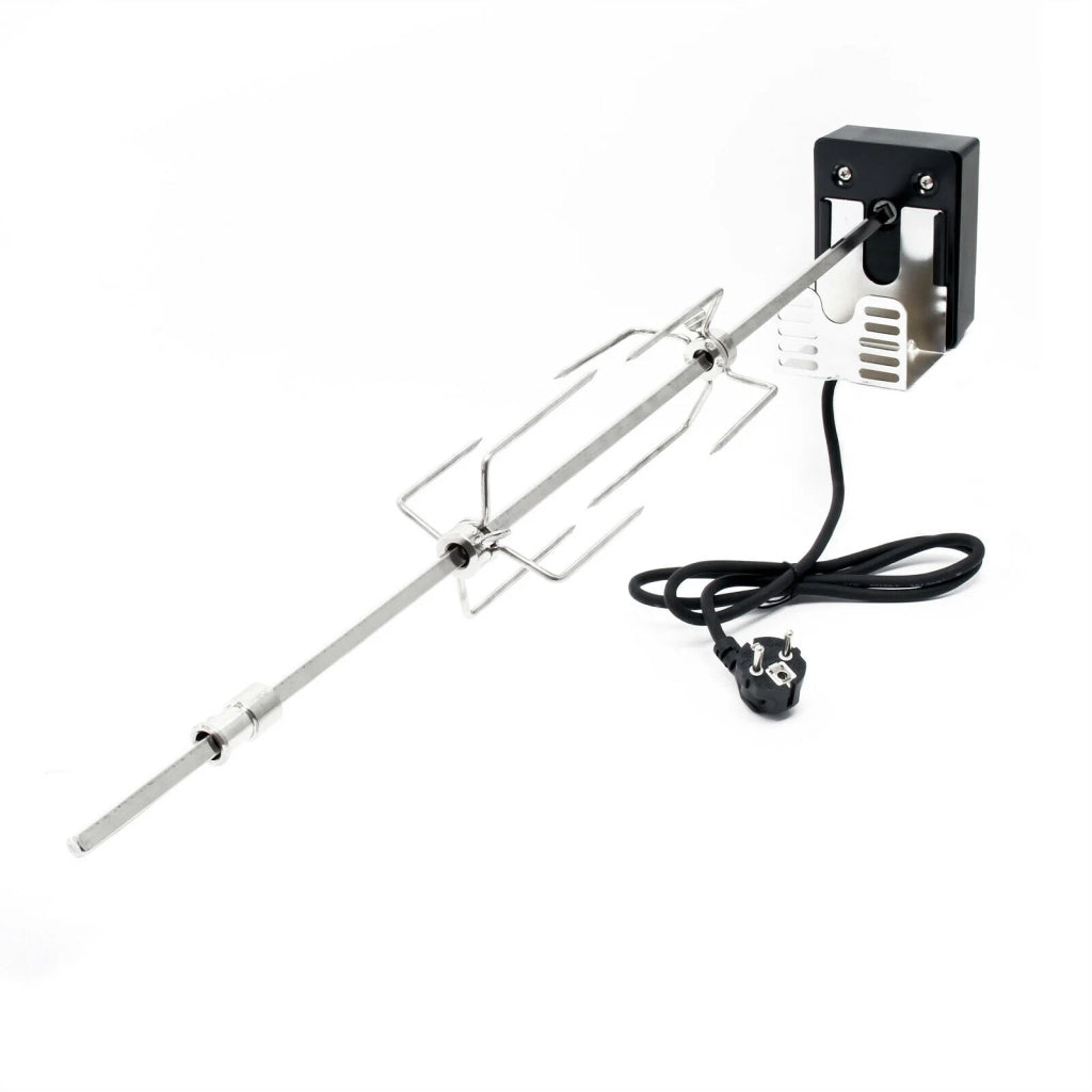 Barbecue con girarrosto da 70 cm 230 V in acciaio raffinato con forchette spiedo griglia 16_0002744