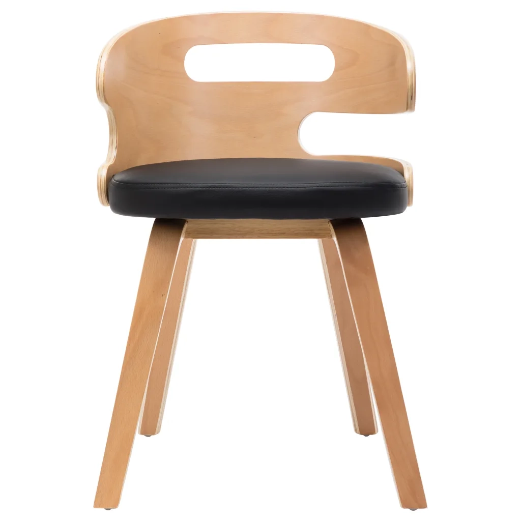 Sedie da Pranzo 2 pz | Sedie da cucina Nere in Legno Curvato e Similpelle