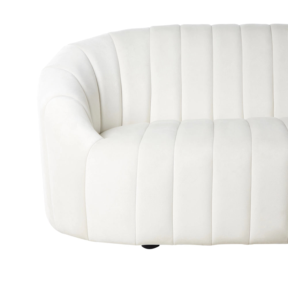 Divano 2 posti in velluto bianco sporco Design contemporaneo e retrò Seduta imbottita e schienale basso