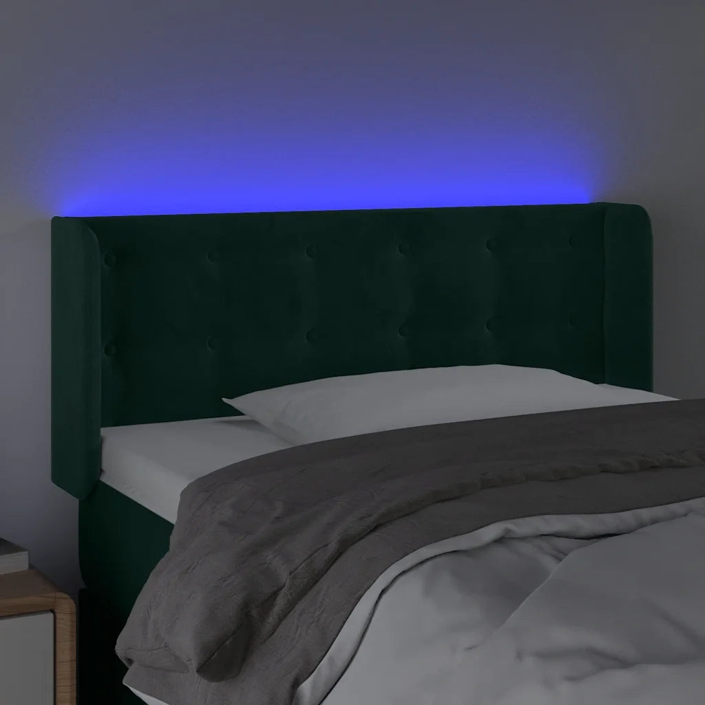 Testiera a LED Verde Scuro 103x16x78/88 cm in Velluto 3123715