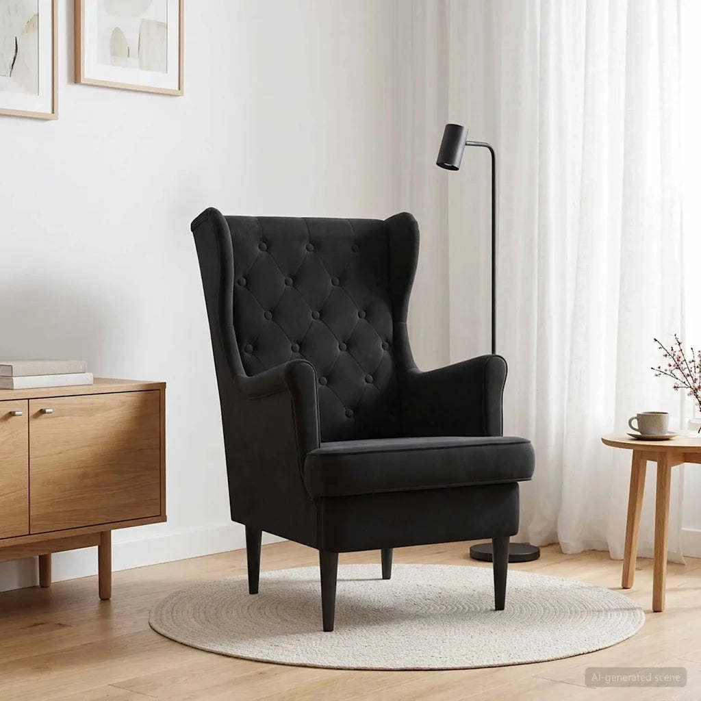 Divano Sedia-Poltrona-Poltroncina Nero Velluto 541004